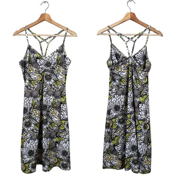 Prana Floral Shelf Bra Traveler's Mini Dress Women Small Athletic Outdoor Active - Picture 1 of 12